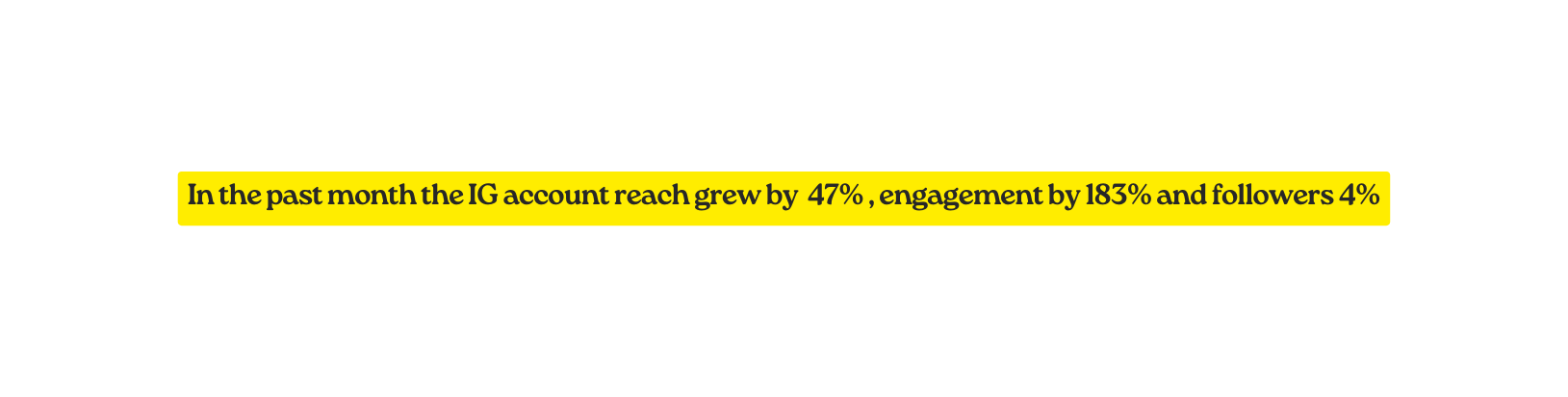 In the past month the IG account reach grew by 47 engagement by 183 and followers 4